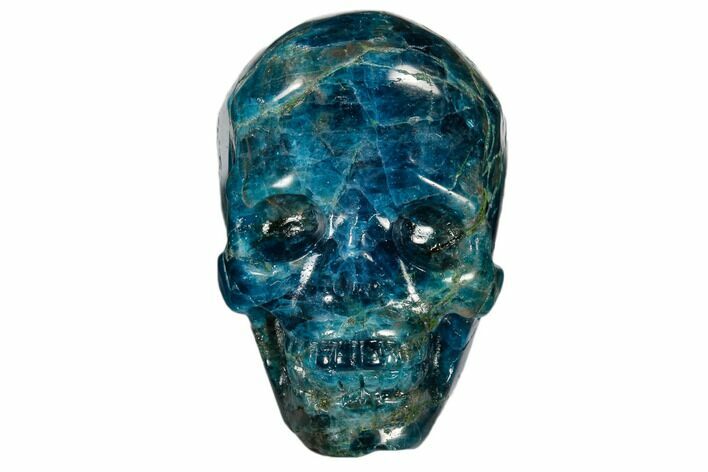 Polished, Bright Blue Apatite Skull - Madagascar #118090